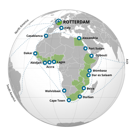 03b_havens EU - bootlijnen - havens Afrika - achterland